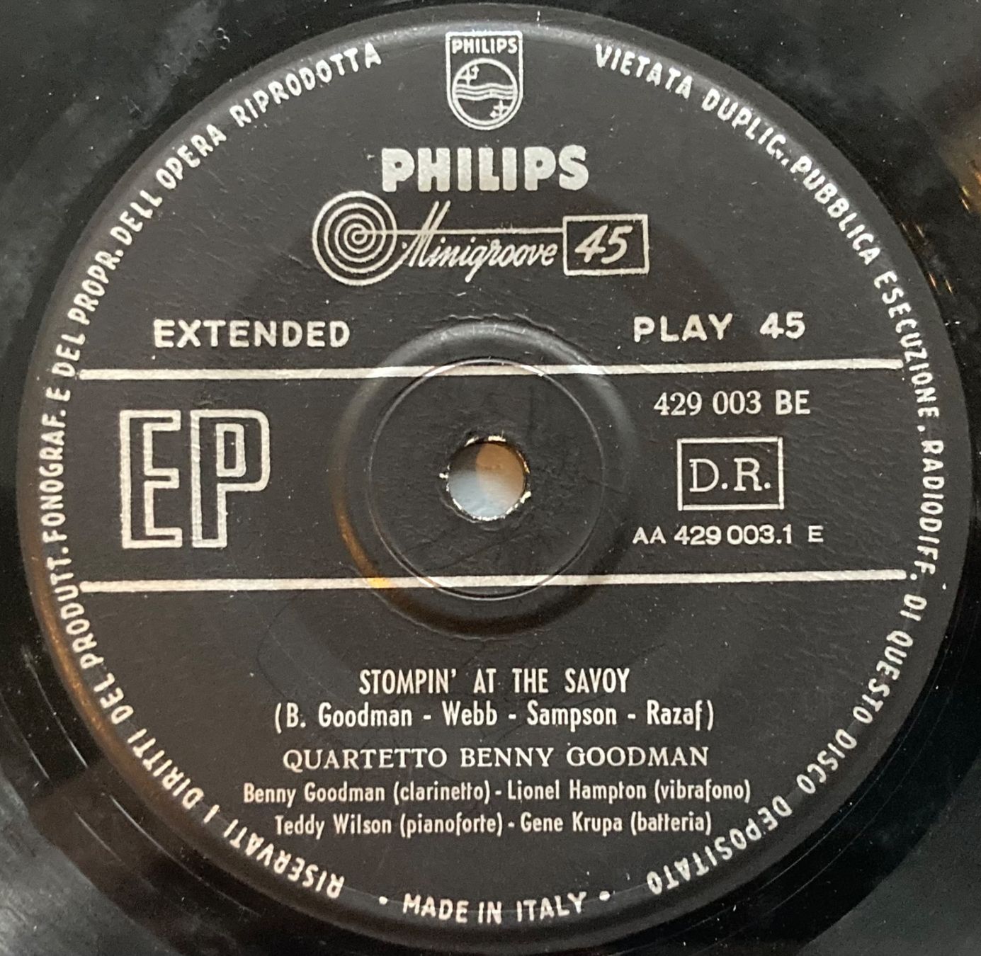 Dischi in vinile: BENNY GOODMAN QUARTET - STOMPIN' AT THE SAVOY / DIZZY SPELLS – Usato da Poliez-Pittet venduto da Newtown-Records 2