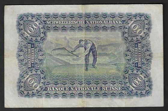 Banknoten: CH -  100  Fr.  1938  Gebraucht – Gebraucht aus Gordola von coinsandnotes 1