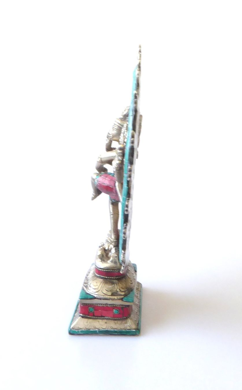 Statuette: Messing-Figur versilbert - Shiva Nataraj – Nuovo e nell'imballaggio originale da Mauren venduto da Yeelen 2