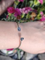 Silber Armreif mit Blautopas Edelsteinen, NEU