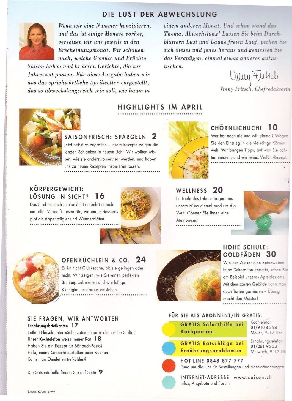 Riviste & Magazine: Saison-Küche April 1999 – Usato da Nunningen venduto da mercury-for-books 1