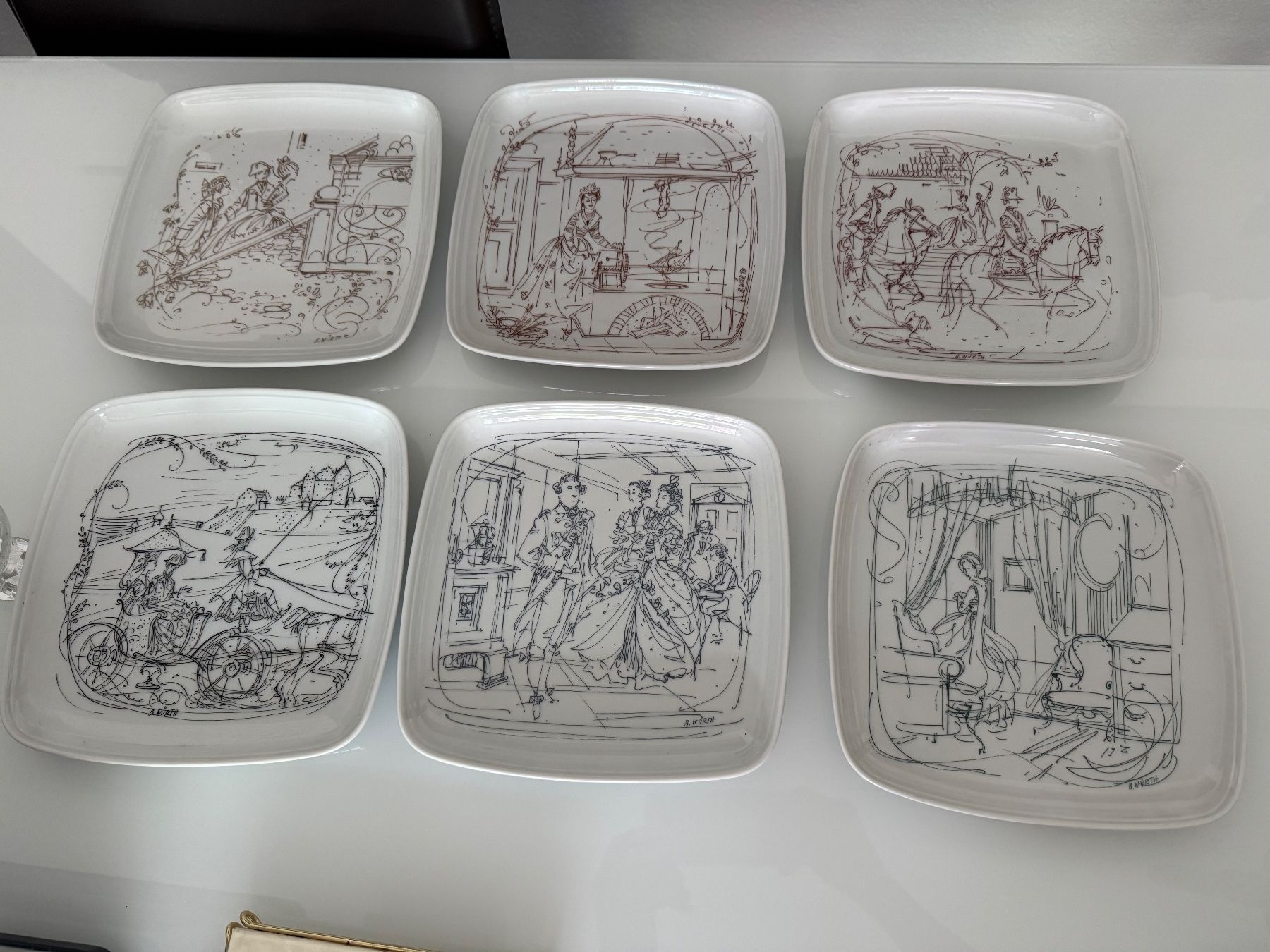 Tutte le decorazioni: 6 Teller "Langenthal" Bildergeschichte "Schloss Wildegg" – Usato da Pfäffikon SZ venduto da Smile6870