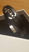 LISKA - Herren Lederarmband (2-fach) Anker (silber-schwarz)