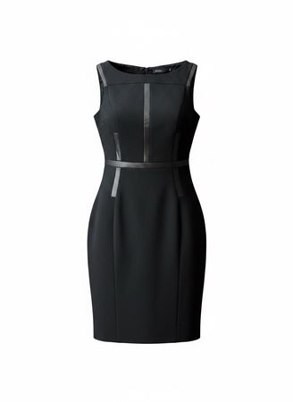 Karen Millen Robe fourreau noire cuir T38