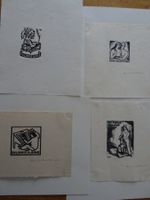 Heinrich Müller 4 x Ex Libris Holzschnitte signiert