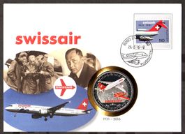 Numis, SWISSAIR, 1931 - 2016, mit top Farb-Medaille
