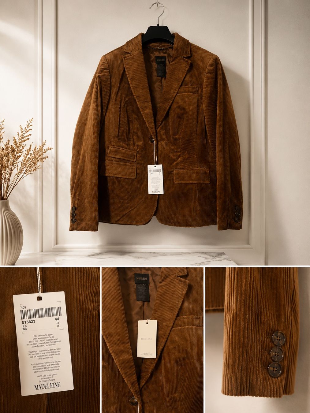 Madeleine Jacken: Corduroy Jacket MADELEINE Brown Gr.46 – Neu und originalverpackt aus Mammern von Naelo2026