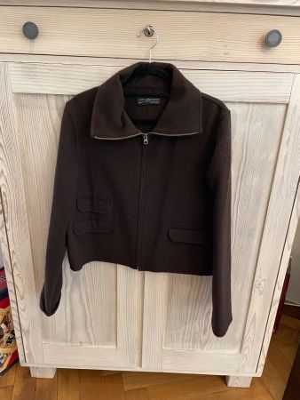 Cropped Jacke Peruvianconnection Wollwalk braun, 100%Wolle