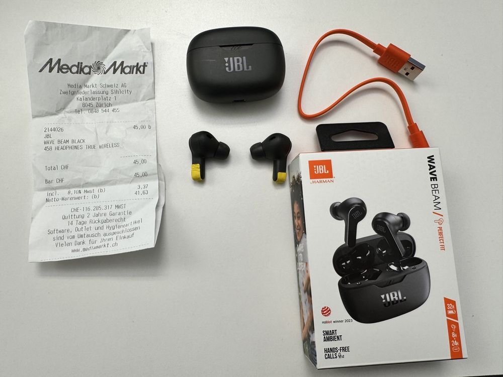 JBL Wave Beam Black Wireless Earbuds - Like New Condition! 1