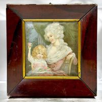 Superbe miniature gouache laqué sur carton bombée 1780/1820