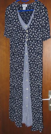 Robe longue imprimé floral bleu et blanc taille 42