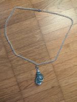 Schöne Halskette mit blauem Glas-Anhänger, neu!