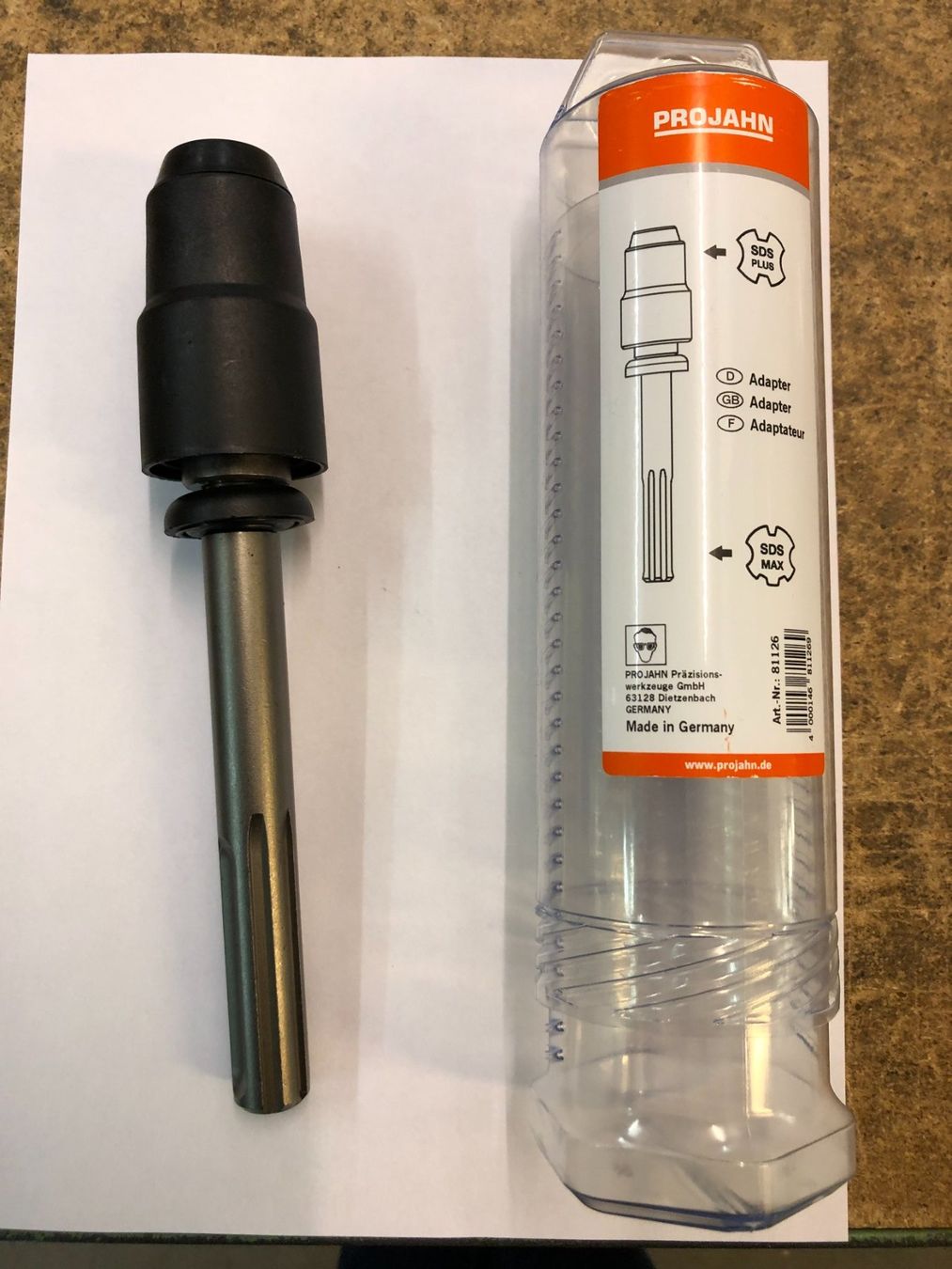 Laufwerke & Adapter: Adapter PROJAHN SDS-MAX auf SDS-PLUS – Neu und originalverpackt aus Wagen von Aloeveragold