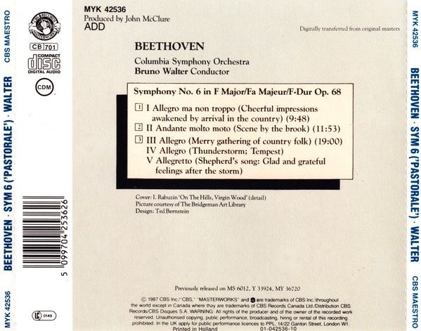 CD: CD Beethoven Symphony No. 6 Pastorale • Bruno Walter – Usato da Luzern venduto da Lycka 1