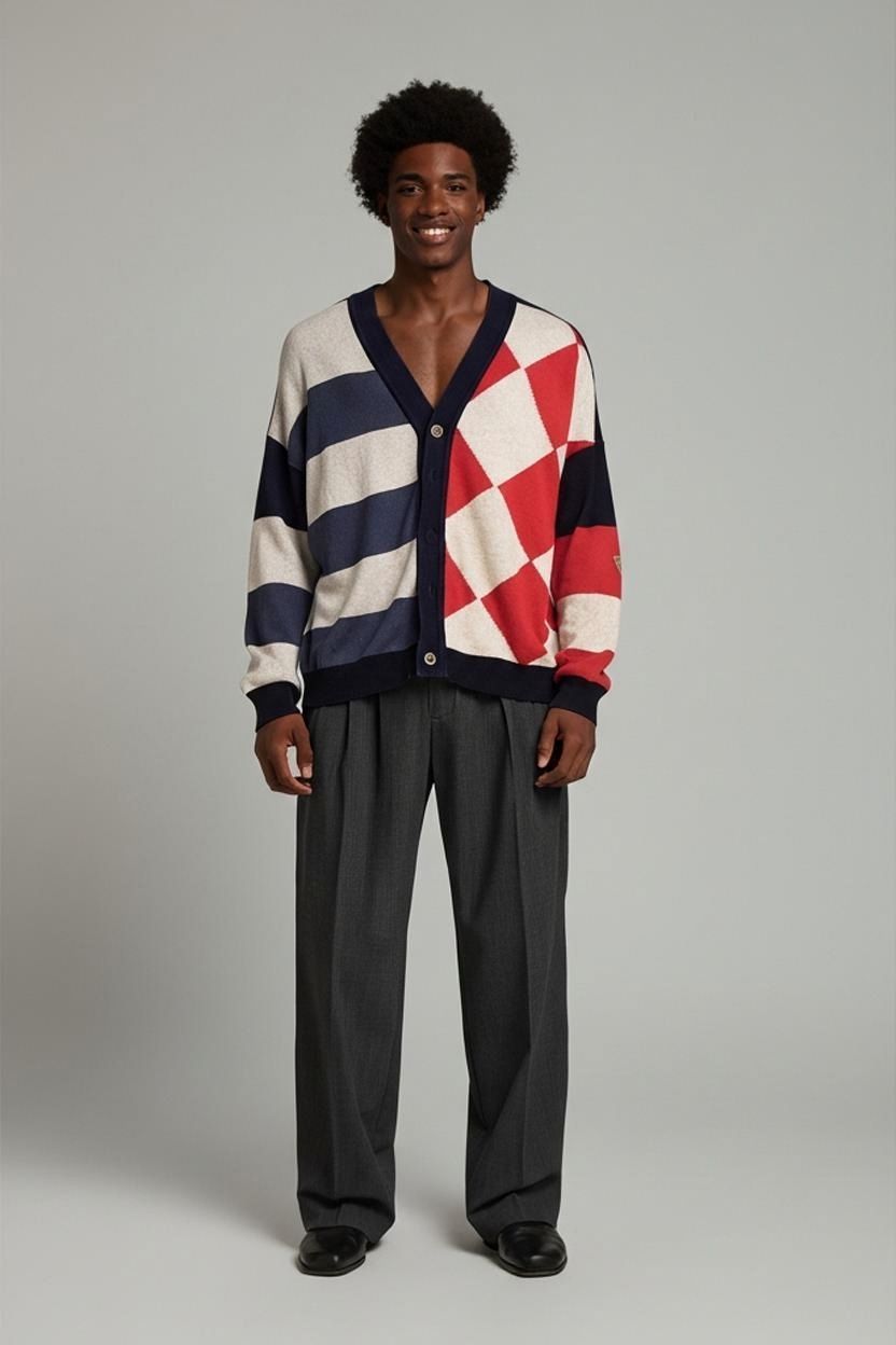 Carlo Colucci Maglioni & Felpe: Carlo Colucci Vintage Geometrischer Cardigan Pullover - – Usato da Zug venduto da vinokilo