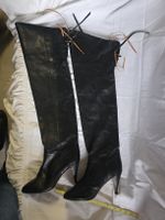 Overknee Damenstiefel aus Leder – Schwarz Grösse 5½ ca.EU 36