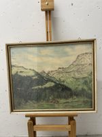 Gemälde Zeichnung Landschaftsbild Berglandschaft Schweiz ⛰️