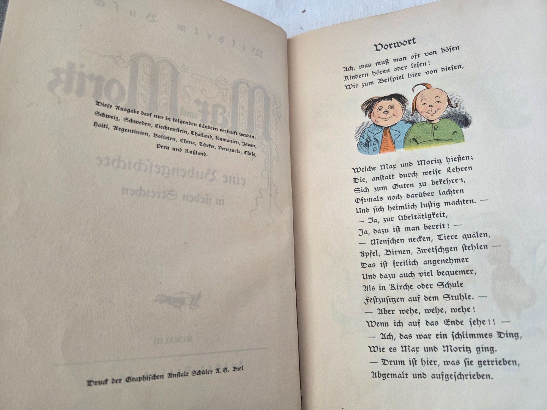 Libri: Wilhelm Busch   Max und Moritz eine Bubengeschichte 1943 – Usato da Bettingen venduto da Wedgetail-Eagle2 2
