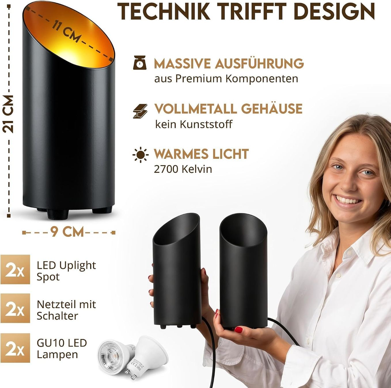 Lampen: LED Bodenstrahler Uplight Spot 2er Set Schwarz – Neu und originalverpackt aus Schaffhausen von Gipfelgut 4