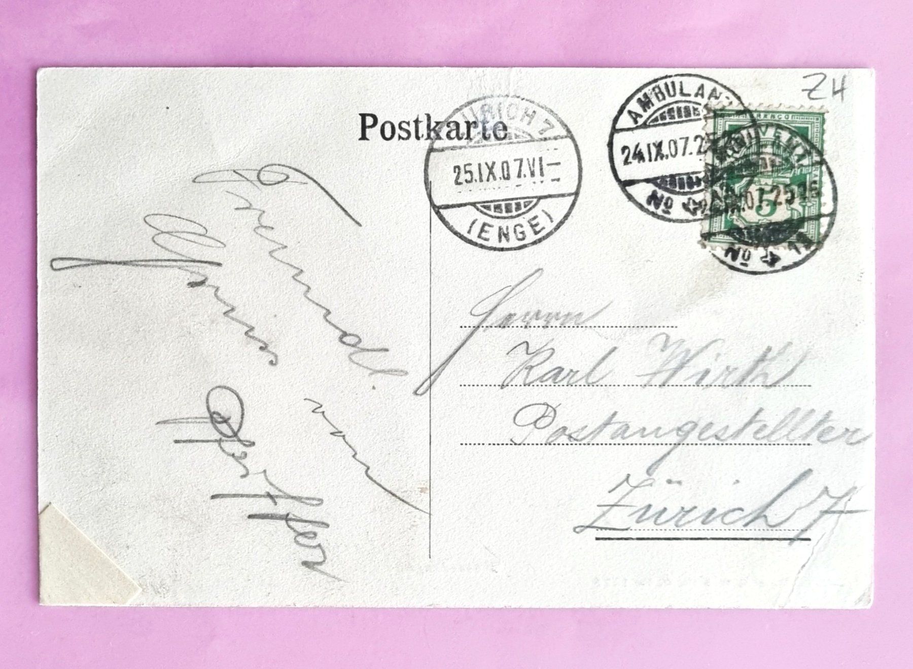 Ansichtskarten: Wiesendangen - Restaurant Storchen - 1907 – Gebraucht aus Rothrist von RROENK 1