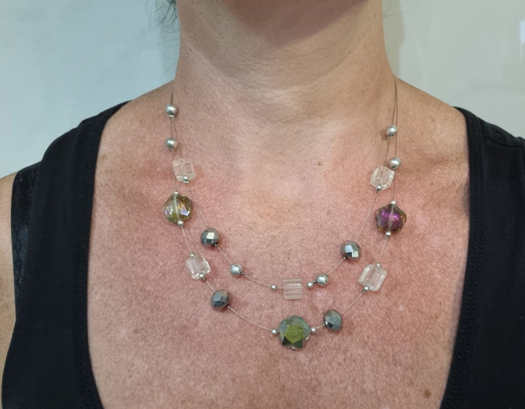 Catenine: Halskette + Ohrenringe Blume silber-farbig – Usato da Balgach venduto da priska2885