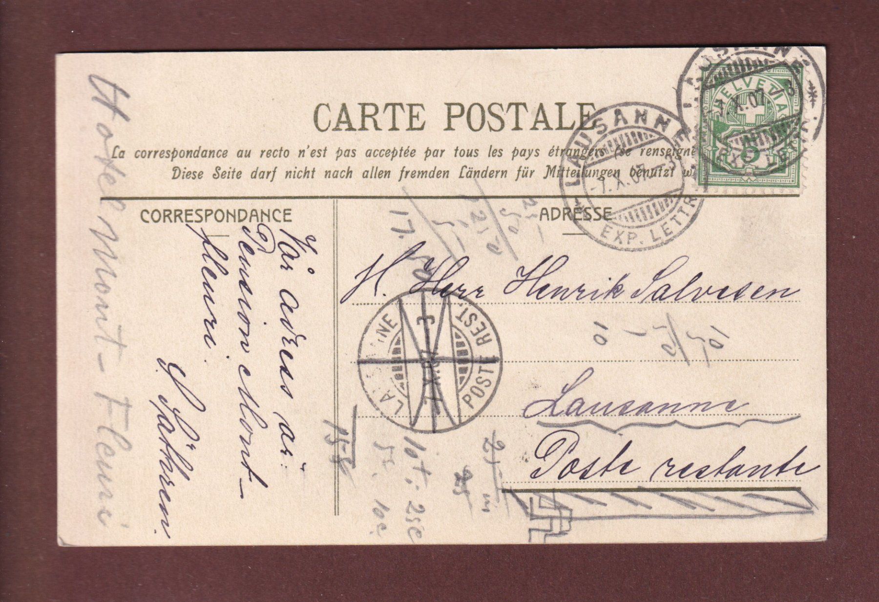 Ansichtskarten: LAUSANNE - Grand Pont - Tram - 1907 – Gebraucht aus Pully von nicecards 1
