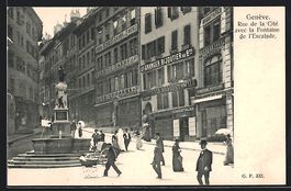 Genève, Rue de la Cité avec la Fontain