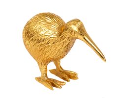 Kiwi Vogel 9 x 9 x 12 cm Tier Deko Figur Laufvogel Gold