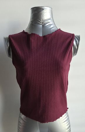 Y2K ONLY Geripptes Tanktop / Crop Top Burgundy, Gr. M