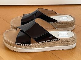 Slipper / Sandale, Leder, 39, schwarz