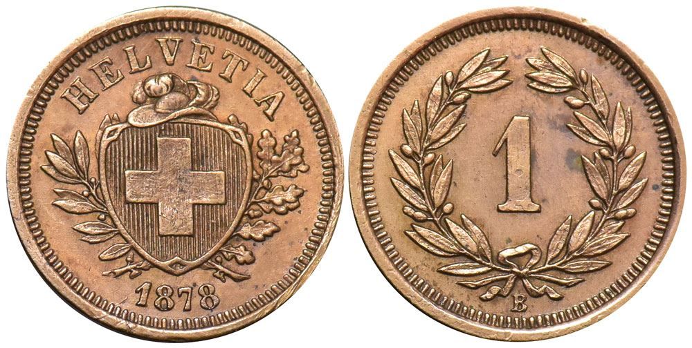 Tutti le monete: 1 Rappen 1878 (01) – Usato da Chiasso venduto da Novamarketing