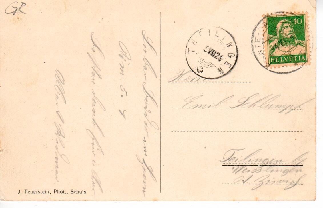 Cartoline postali: Hotel Albula Ponte  1924 – Usato da Wolhusen venduto da Curver9 1