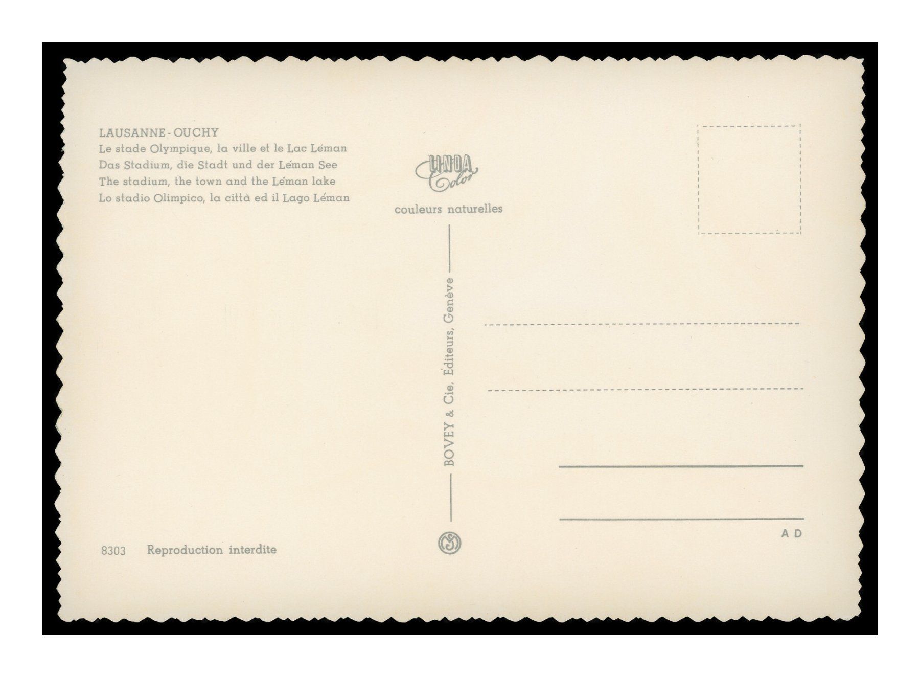 Ansichtskarten: LAUSANNE - 1960 "Le Stade Olympique" – Gebraucht aus Onex von Lagorel01 1
