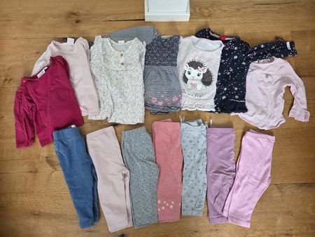 Mädchen Kleiderpaket Gr. 68, Langarmshirts, Leggins, Shirts