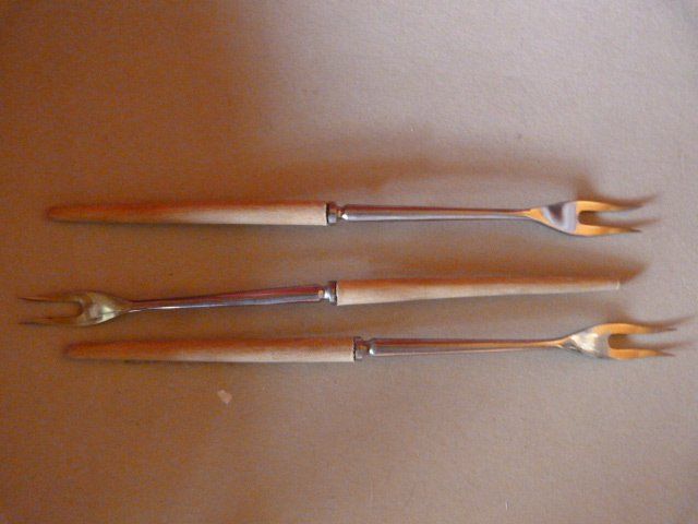 Forchette: 3 Fleisch-Fonduegabeln, vintage – Usato da Nunningen venduto da Ave51 1