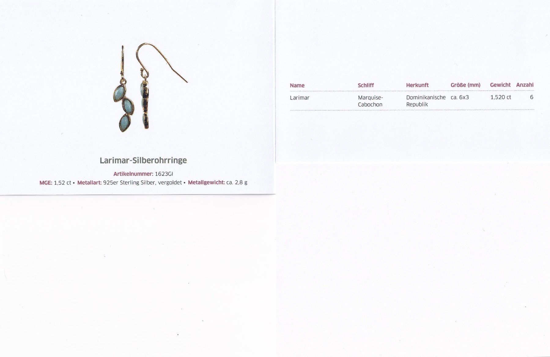 Orecchini pendenti & Orecchini a lobo: Echtschmuck: Larimar Silberohrhänger, vergoldet – Nuovo (secondo la descrizione) da Zuchwil venduto da maumauchi 1