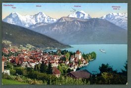  AK Farblitho Oberhofen BE Text kalligraphiert ≈ 1937