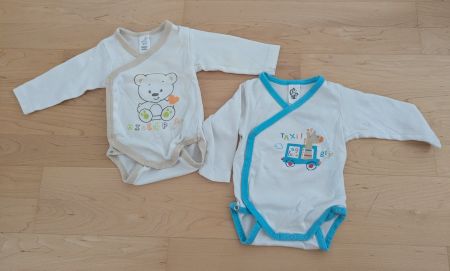 Body langarm Wickelbodys 2 Stk Gr 62 Flecken guter Zustand