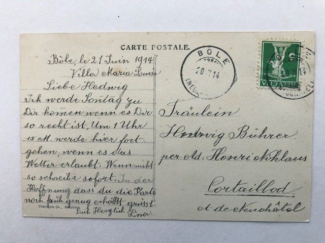 Cartoline postali: Bôle, von 1914 – Usato da Niederscherli venduto da Lucia16 1