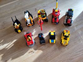 Neun Kleinfahrzeuge von Lego und Lego-Technik