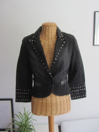 MANGO - Jeansjacke schwarz m. Nieten