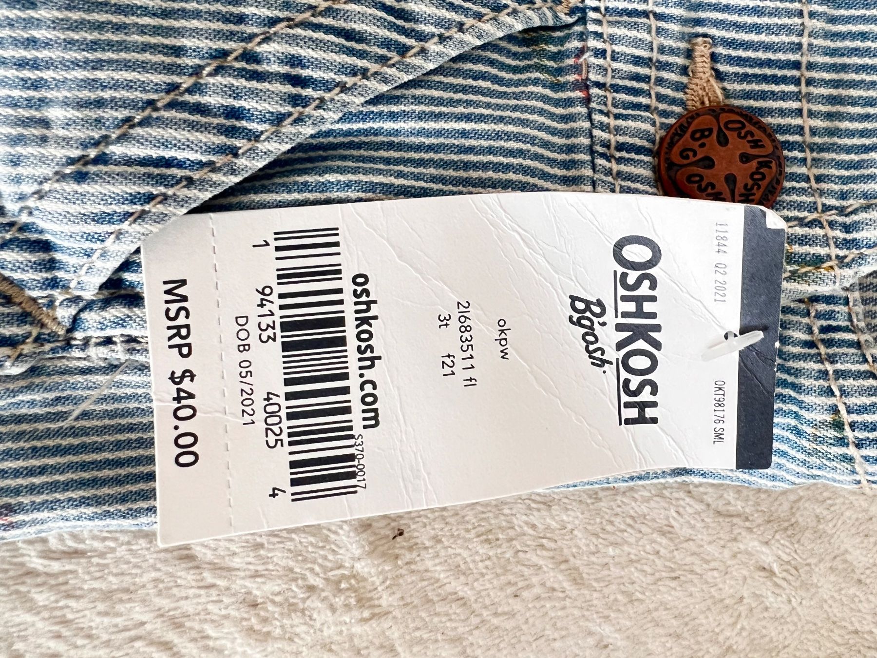 Oshkosh Tute: OSHKosh b’osh overall – Nuovo e nell'imballaggio originale da Lausanne venduto da NYC67 1