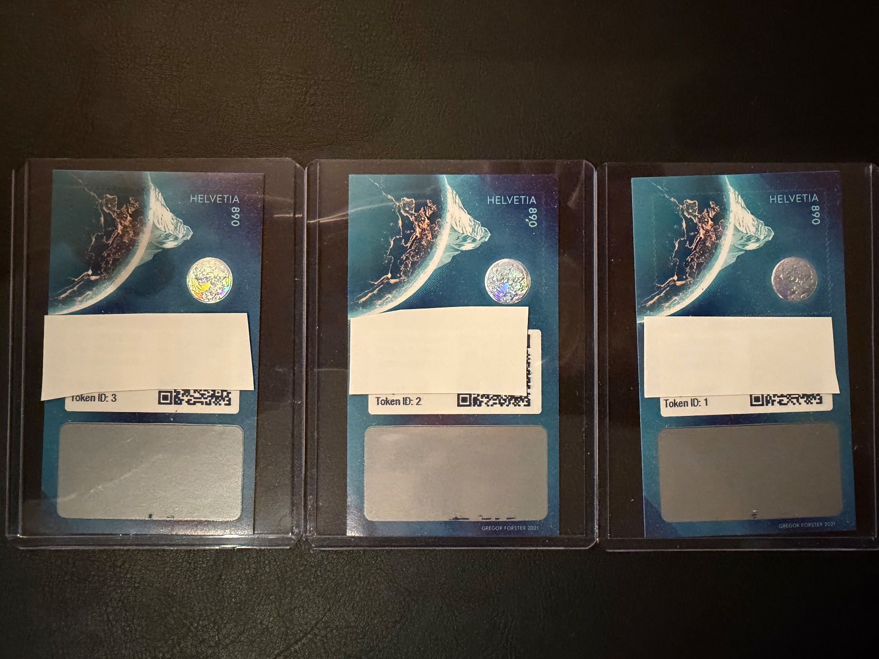 Tutti i francobolli: Swiss Crypto Stamp 1.0 Set ID1 + ID2 + ID3 – Nuovo (secondo la descrizione) da Diepoldsau venduto da Accord75