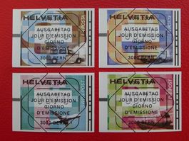 2001, Nr.15-18 Automatenmarken mit Ersttags-Vollstempel