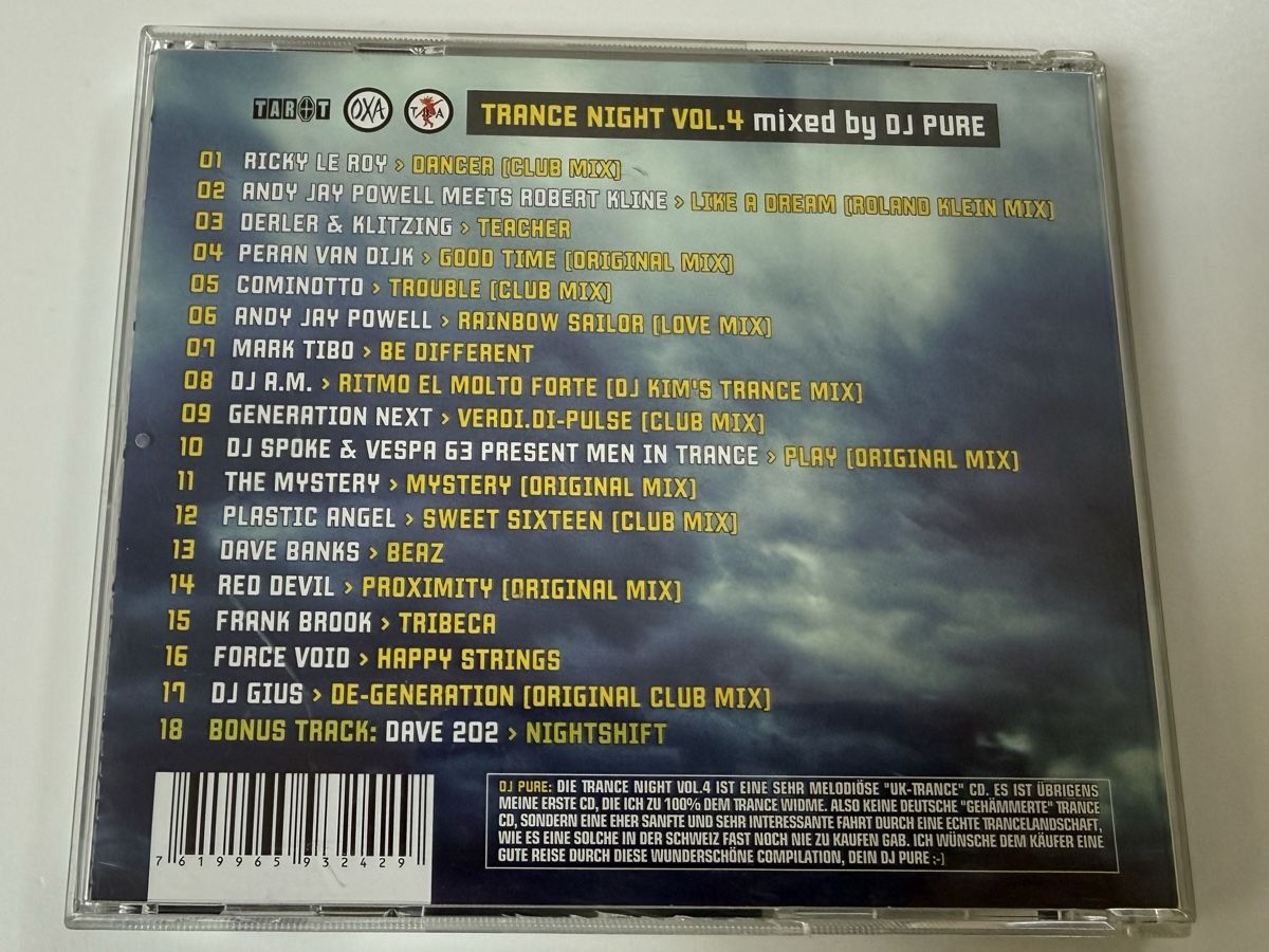 CD: Trance Night Vol. 4  CD, 2002 DJ Pure – Usato da Oberried Brienz venduto da Chyara 1