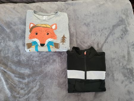 Lot de 2 pulls garçon (10 ans) renard et noir - automne