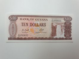 🇬🇾 Guyana 10 Dollars 1992 UNC - Bauxite mining