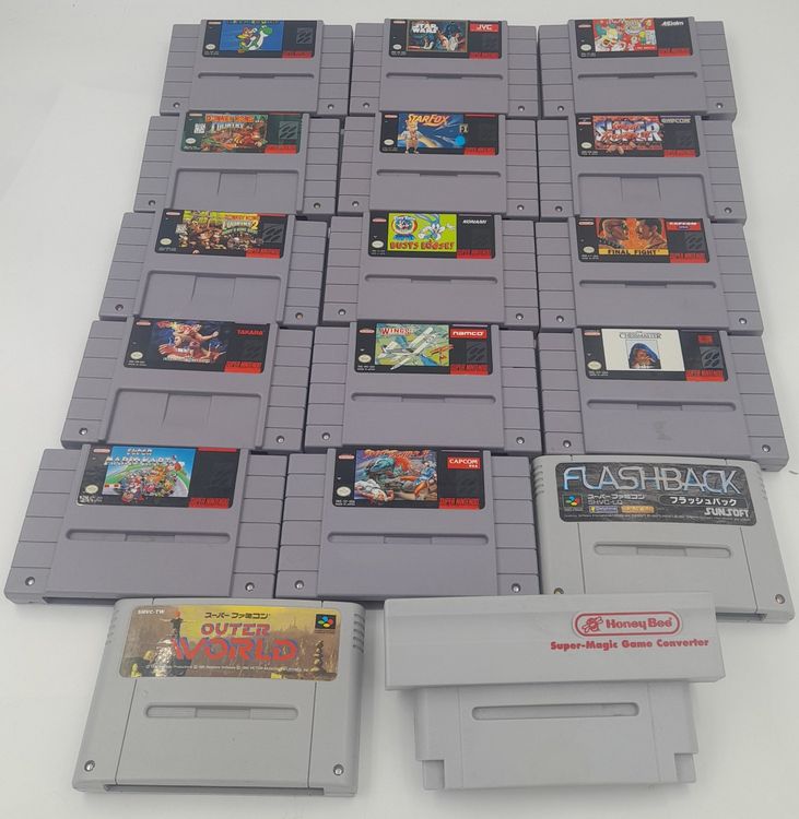 Nintendo Giochi: Lot de 16 Jeux super Nintendo 14US + 2 Jeux Jap + Adaptateur – Usato da St-Sulpice VD venduto da Davyd-a-Doc