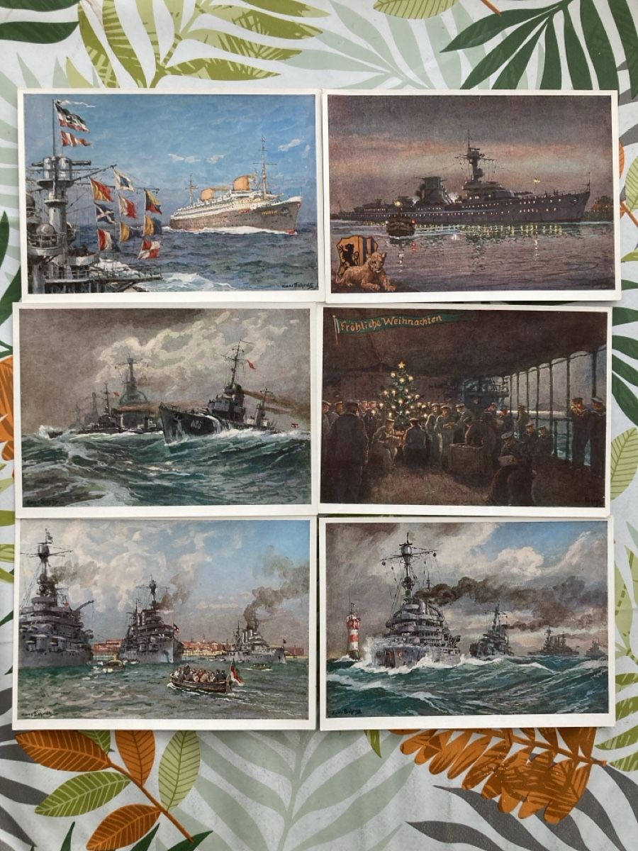 Ansichtskarten: 6 Ansichtskarten Marine Schiffe Hans Edert Set – Gebraucht aus Ascona von ruru4150