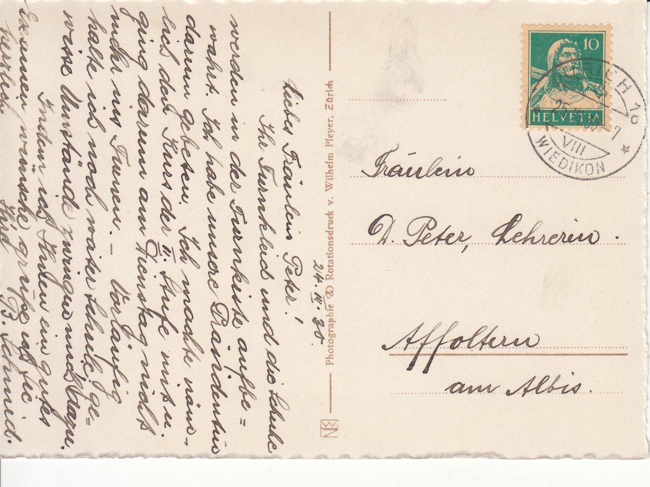 Cartoline postali: Zürich Rechberggarten 1930 – Usato da Bürglen TG venduto da StampGraf 1